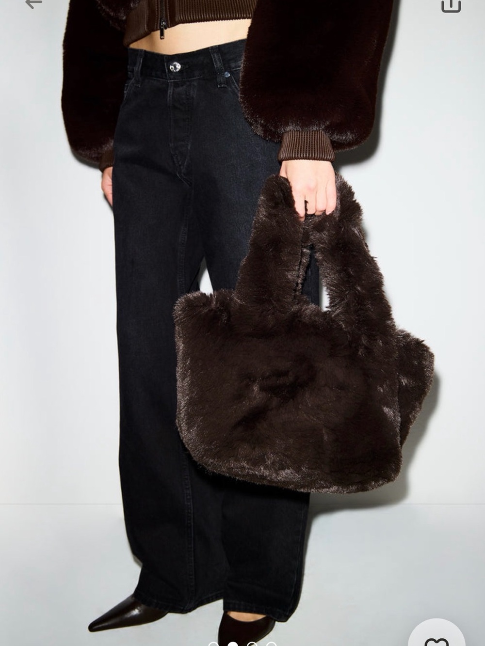 SKIMS Faux Fur Mini Tote Espresso
